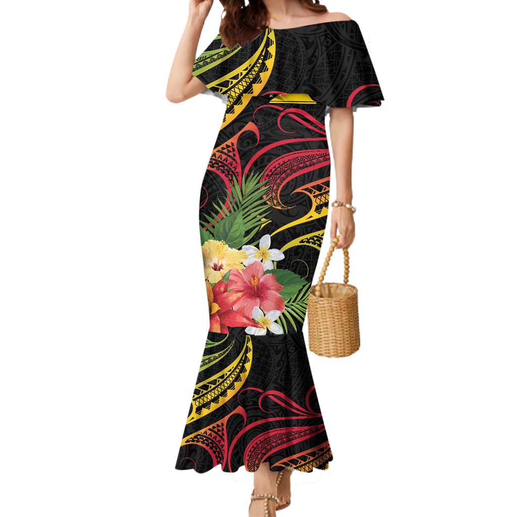 Personalised Tokelau Tropical Flowers Mermaid Dress Reggae Polynesian Art Vibe