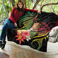 Personalised Tokelau Tropical Flowers Quilt Reggae Polynesian Art Vibe