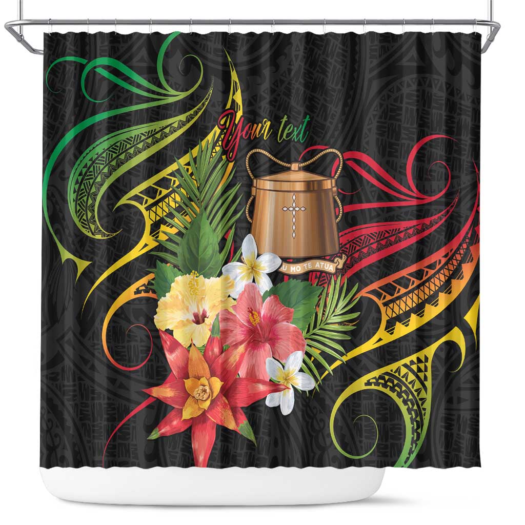 Personalised Tokelau Tropical Flowers Shower Curtain Reggae Polynesian Art Vibe