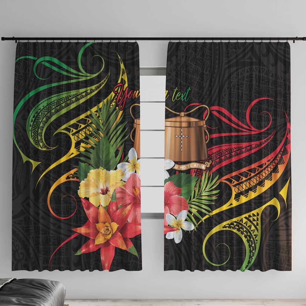 Personalised Tokelau Tropical Flowers Window Curtain Reggae Polynesian Art Vibe