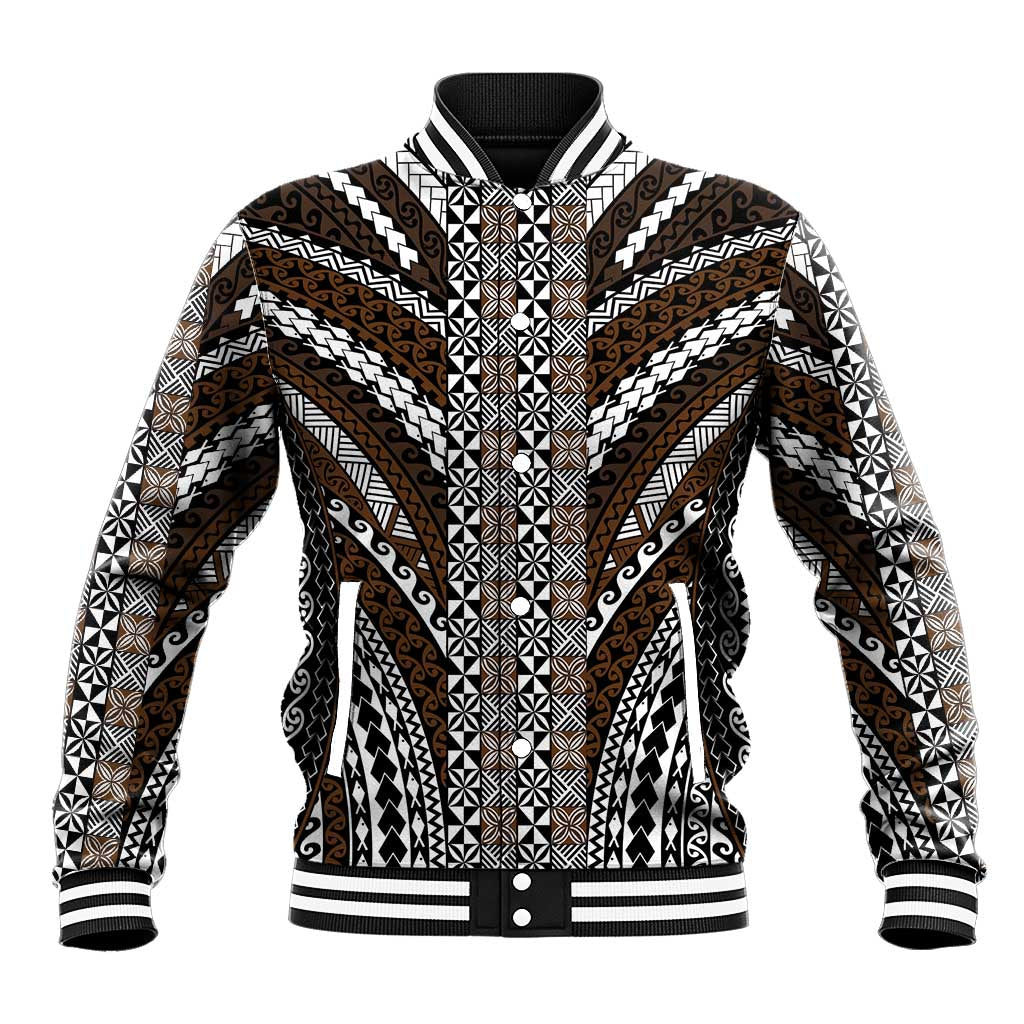 Brown Tongan Polynesian Tribal Baseball Jacket LT9 Unisex Brown - Polynesian Pride