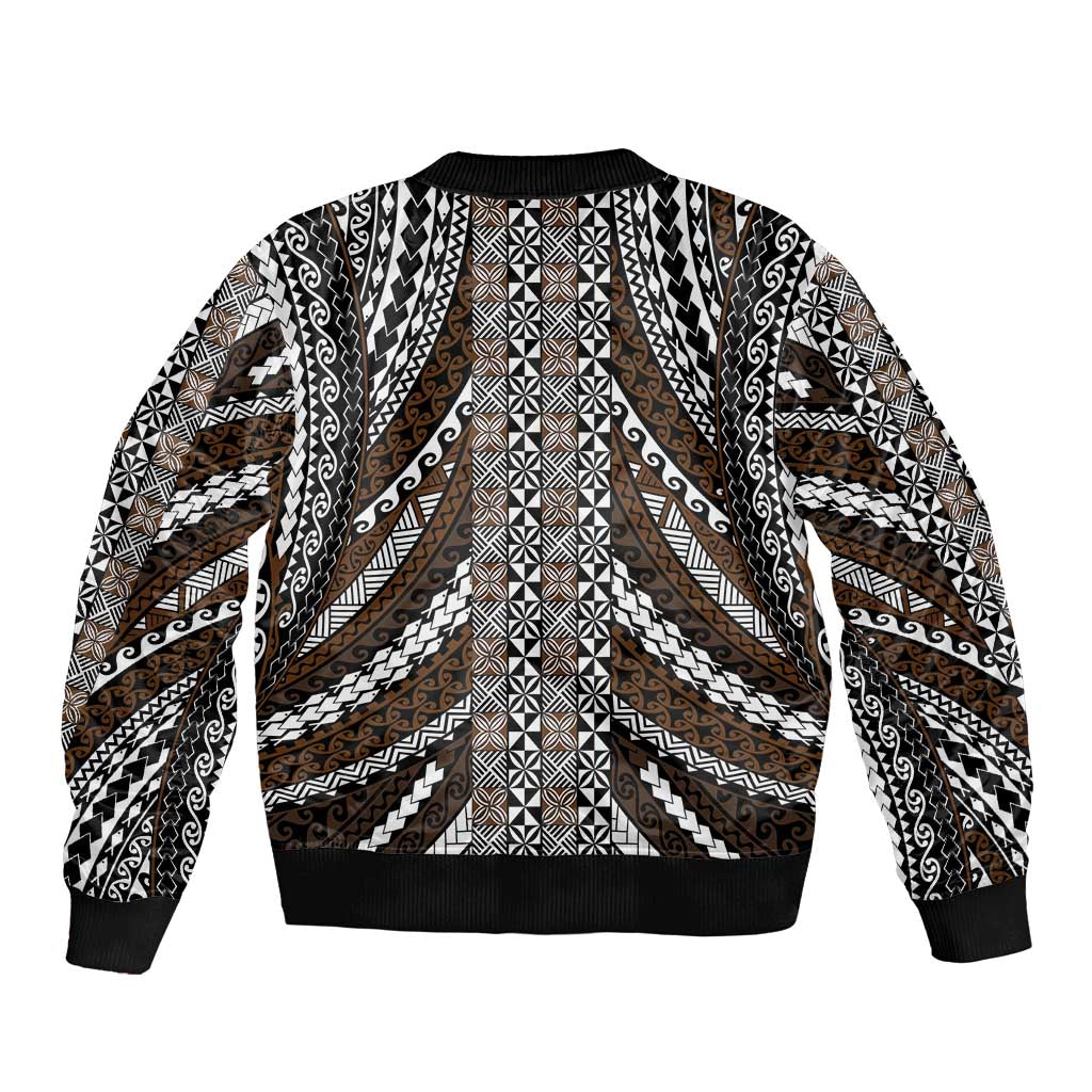 Brown Tongan Polynesian Tribal Bomber Jacket LT9 - Polynesian Pride