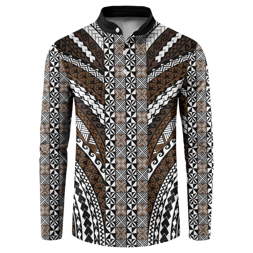 Brown Tongan Polynesian Tribal Button Sweatshirt LT9 Brown - Polynesian Pride