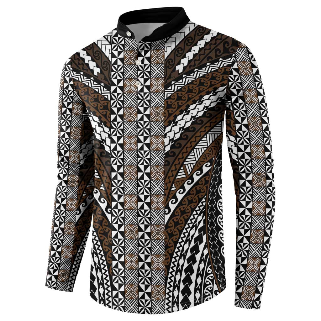 Brown Tongan Polynesian Tribal Button Sweatshirt LT9 - Polynesian Pride
