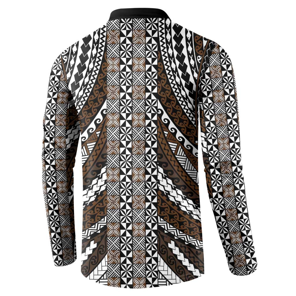 Brown Tongan Polynesian Tribal Button Sweatshirt LT9 - Polynesian Pride