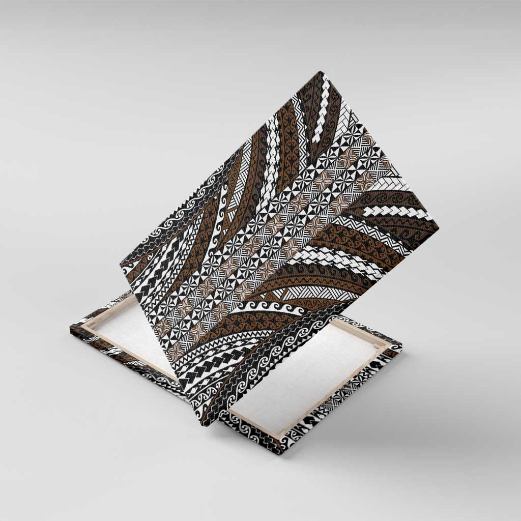 Brown Tongan Polynesian Tribal Canvas Wall Art LT9 With Frame Brown - Polynesian Pride