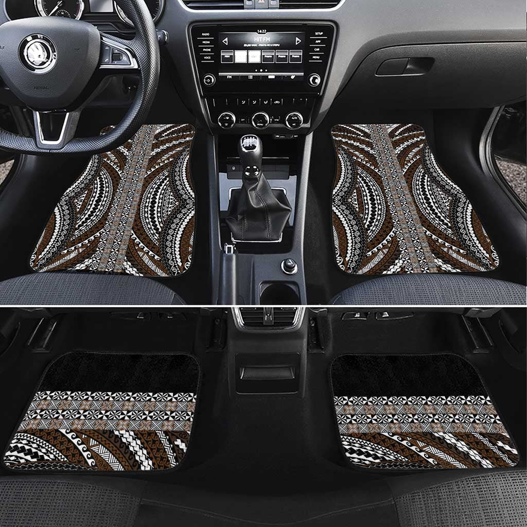 Brown Tongan Polynesian Tribal Car Mats LT9 Set 4pcs Brown - Polynesian Pride