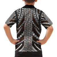 Brown Tongan Polynesian Tribal Family Matching Short Sleeve Bodycon Dress and Hawaiian Shirt - Polynesian Pride