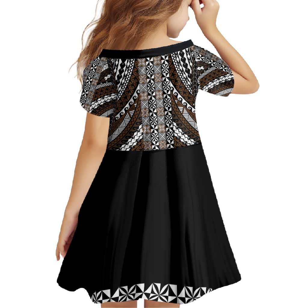 Brown Tongan Polynesian Tribal Family Matching Summer Maxi Dress and Hawaiian Shirt - Polynesian Pride