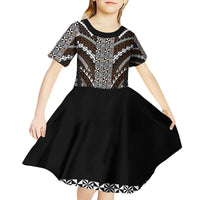 Brown Tongan Polynesian Tribal Kid Short Sleeve Dress - Polynesian Pride