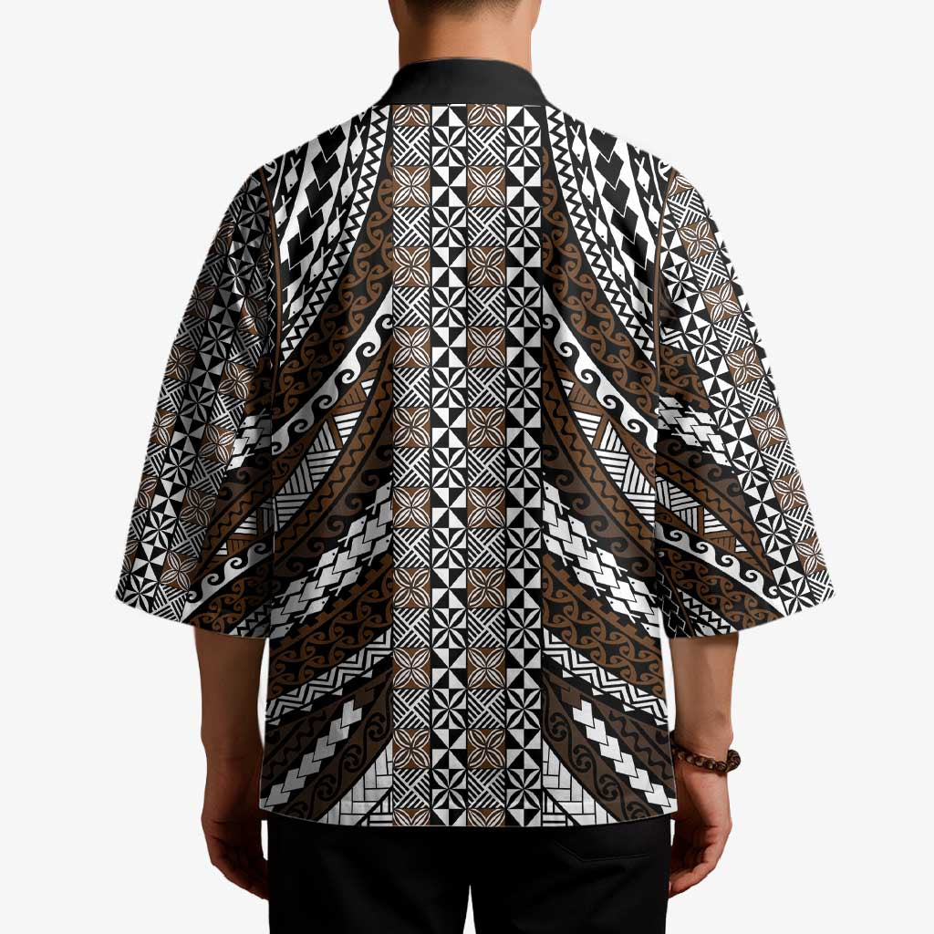 Brown Tongan Polynesian Tribal Kimono LT9 - Polynesian Pride