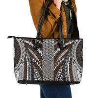 Brown Tongan Polynesian Tribal Leather Tote Bag LT9 - Polynesian Pride