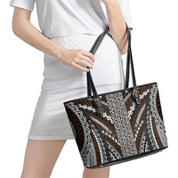 Brown Tongan Polynesian Tribal Leather Tote Bag LT9 - Polynesian Pride
