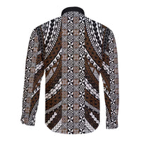 Brown Tongan Polynesian Tribal Long Sleeve Button Shirt LT9 - Polynesian Pride