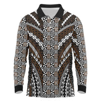 Brown Tongan Polynesian Tribal Long Sleeve Polo Shirt LT9 Brown - Polynesian Pride