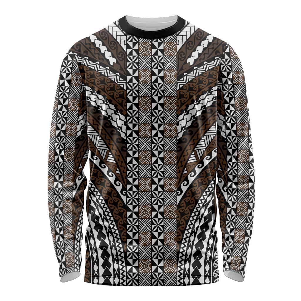 Brown Tongan Polynesian Tribal Long Sleeve Shirt LT9 Unisex Brown - Polynesian Pride