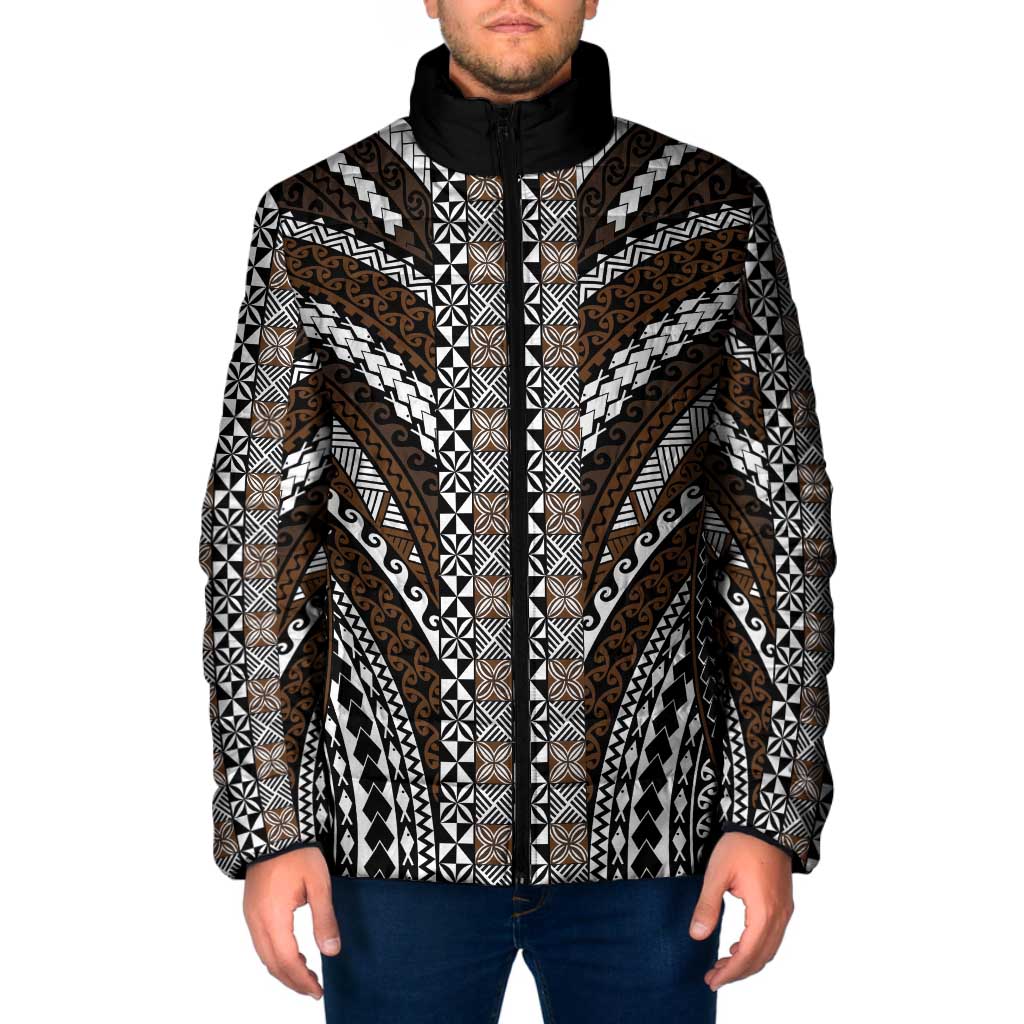 Brown Tongan Polynesian Tribal Padded Jacket LT9 Men Brown - Polynesian Pride