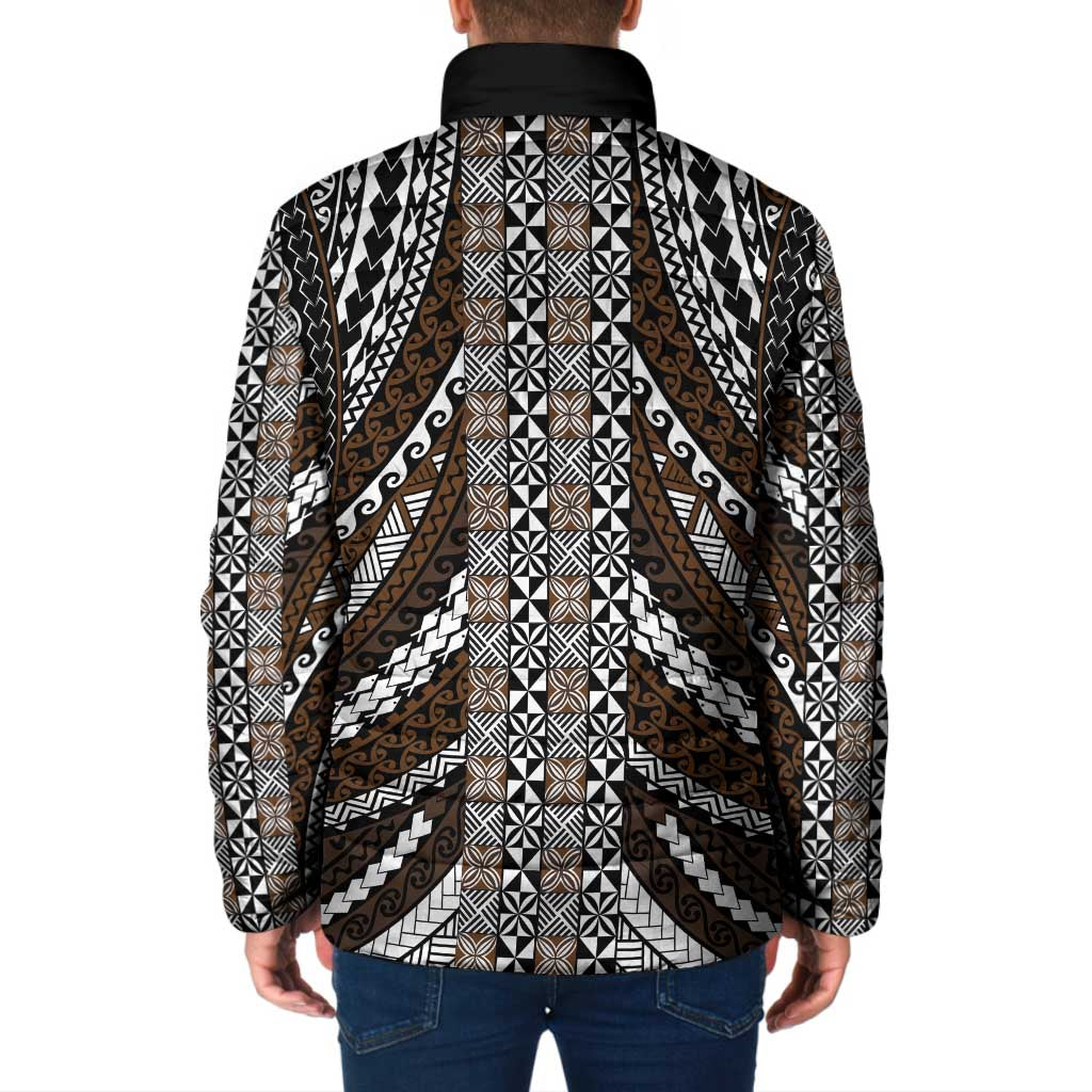 Brown Tongan Polynesian Tribal Padded Jacket LT9 - Polynesian Pride