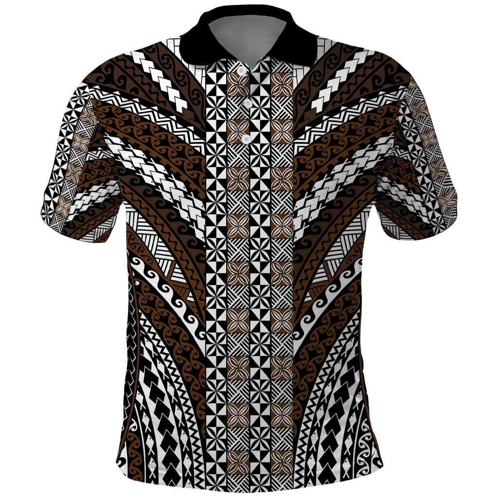 Brown Tongan Polynesian Tribal Polo Shirt - Polynesian Pride