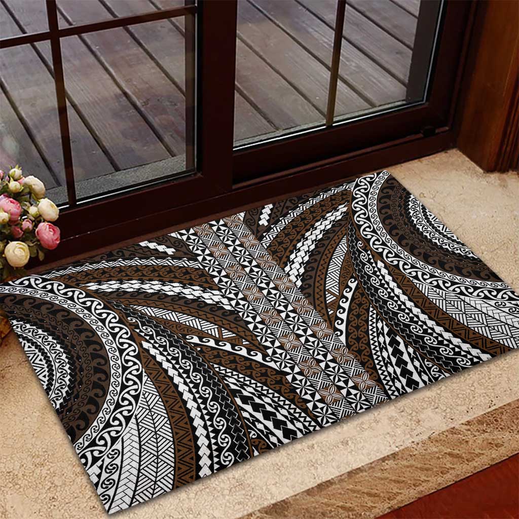Brown Tongan Polynesian Tribal Rubber Doormat LT9 - Polynesian Pride