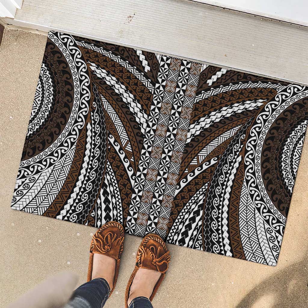 Brown Tongan Polynesian Tribal Rubber Doormat LT9 - Polynesian Pride