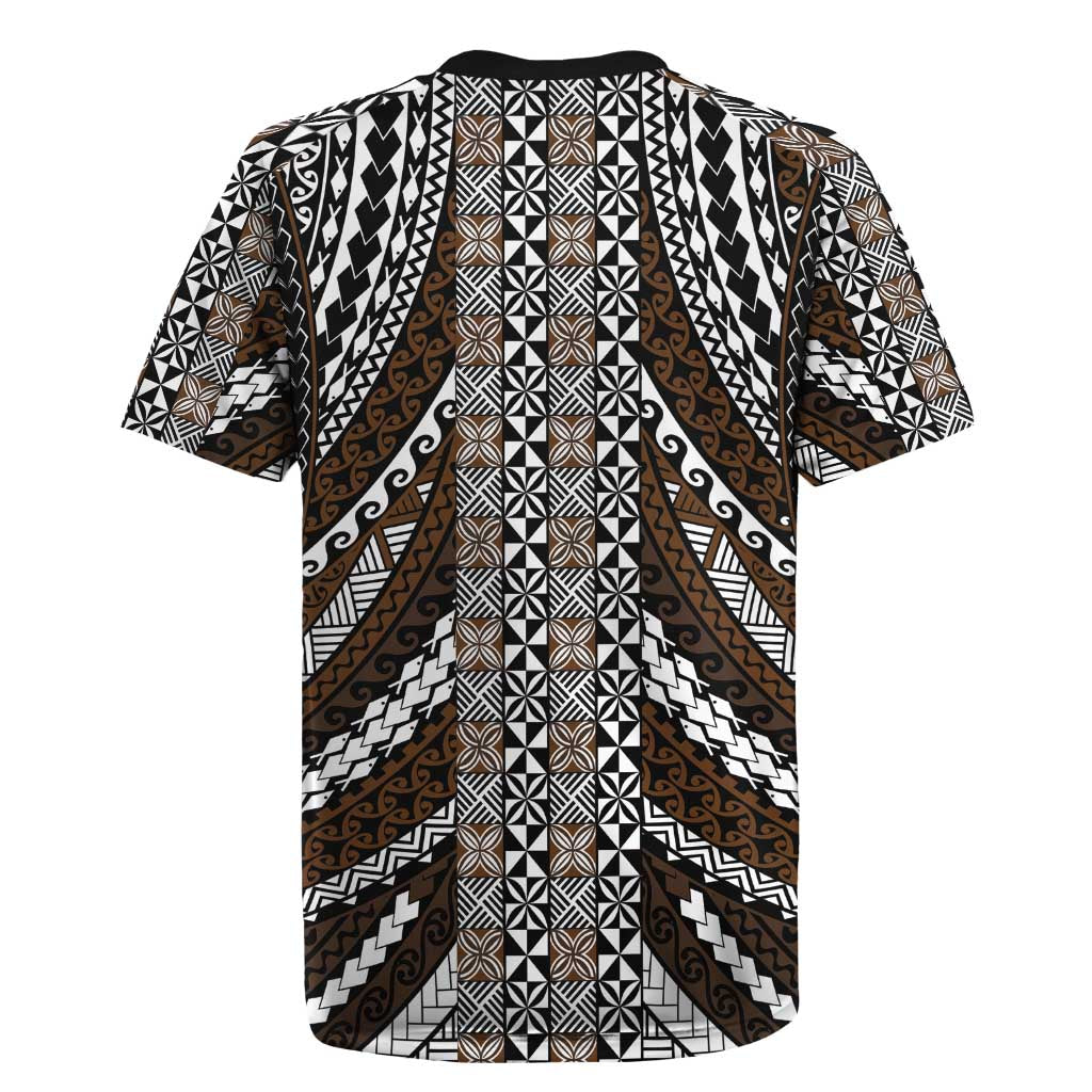 Brown Tongan Polynesian Tribal Rugby Jersey LT9 - Polynesian Pride