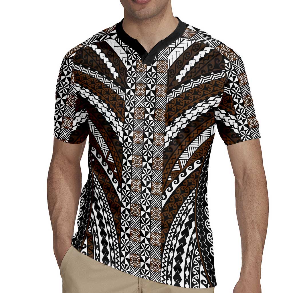 Brown Tongan Polynesian Tribal Rugby Jersey LT9 - Polynesian Pride