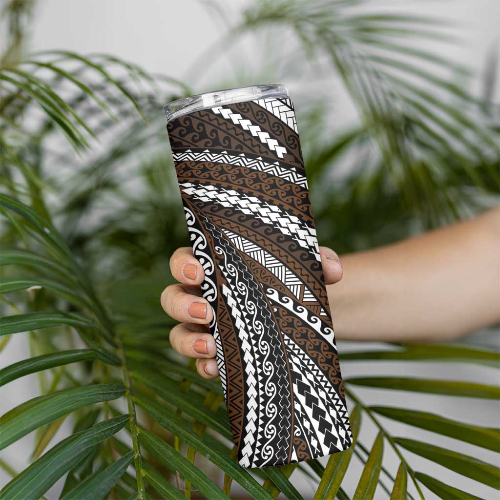 Brown Tongan Polynesian Tribal Skinny Tumbler - Polynesian Pride