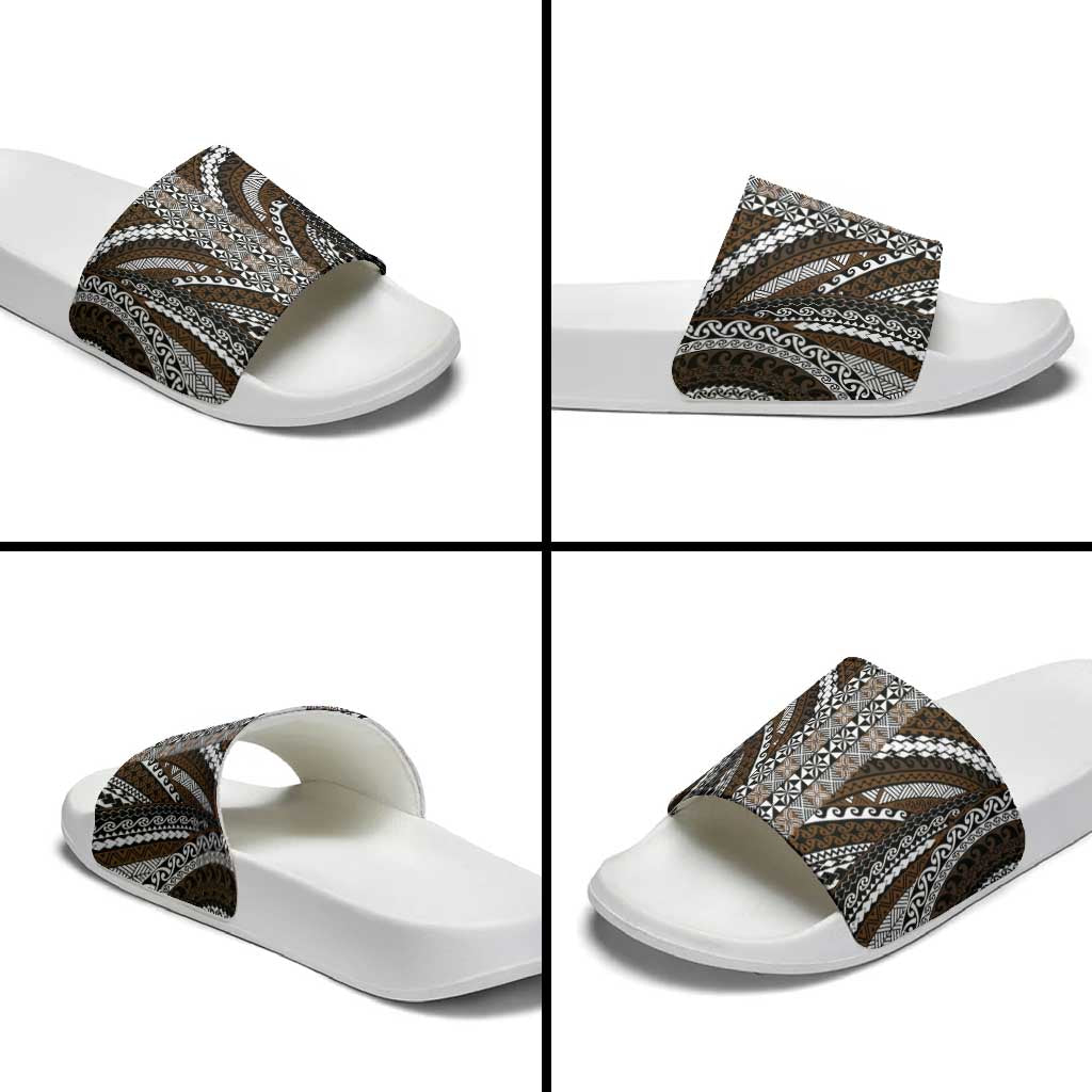 Brown Tongan Polynesian Tribal Slide Sandals - Polynesian Pride