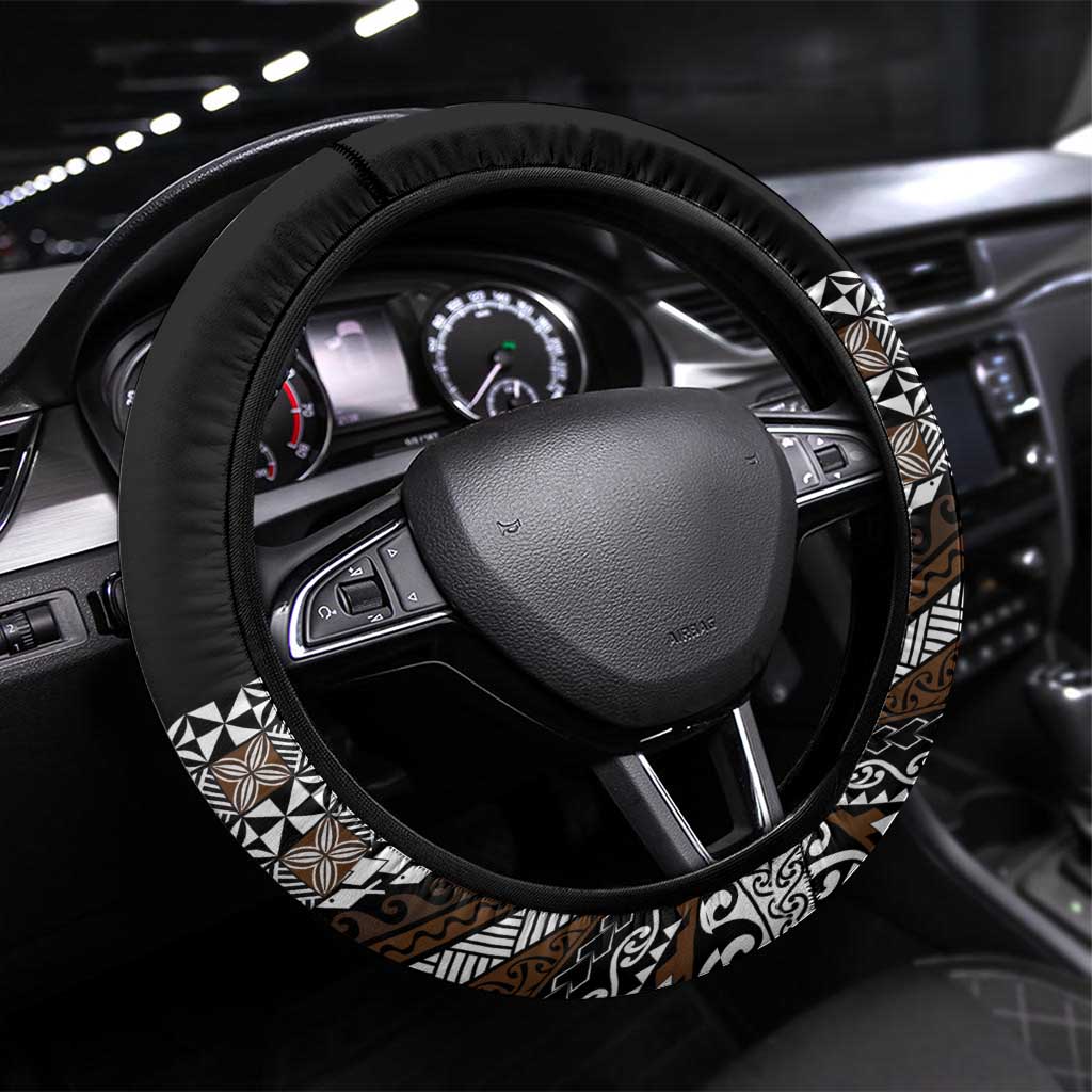 Brown Tongan Polynesian Tribal Steering Wheel Cover LT9 Universal Fit Brown - Polynesian Pride