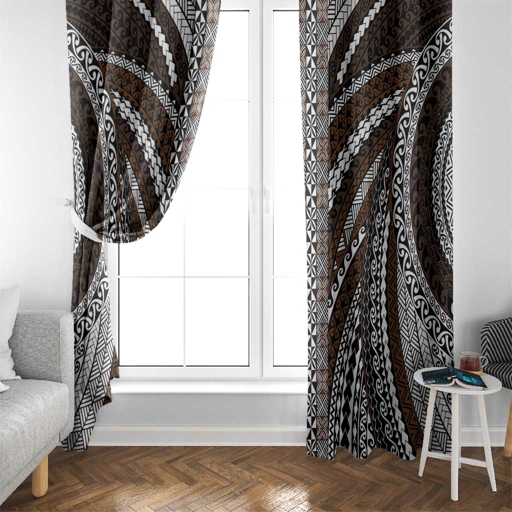 Brown Tongan Polynesian Tribal Window Curtain - Polynesian Pride