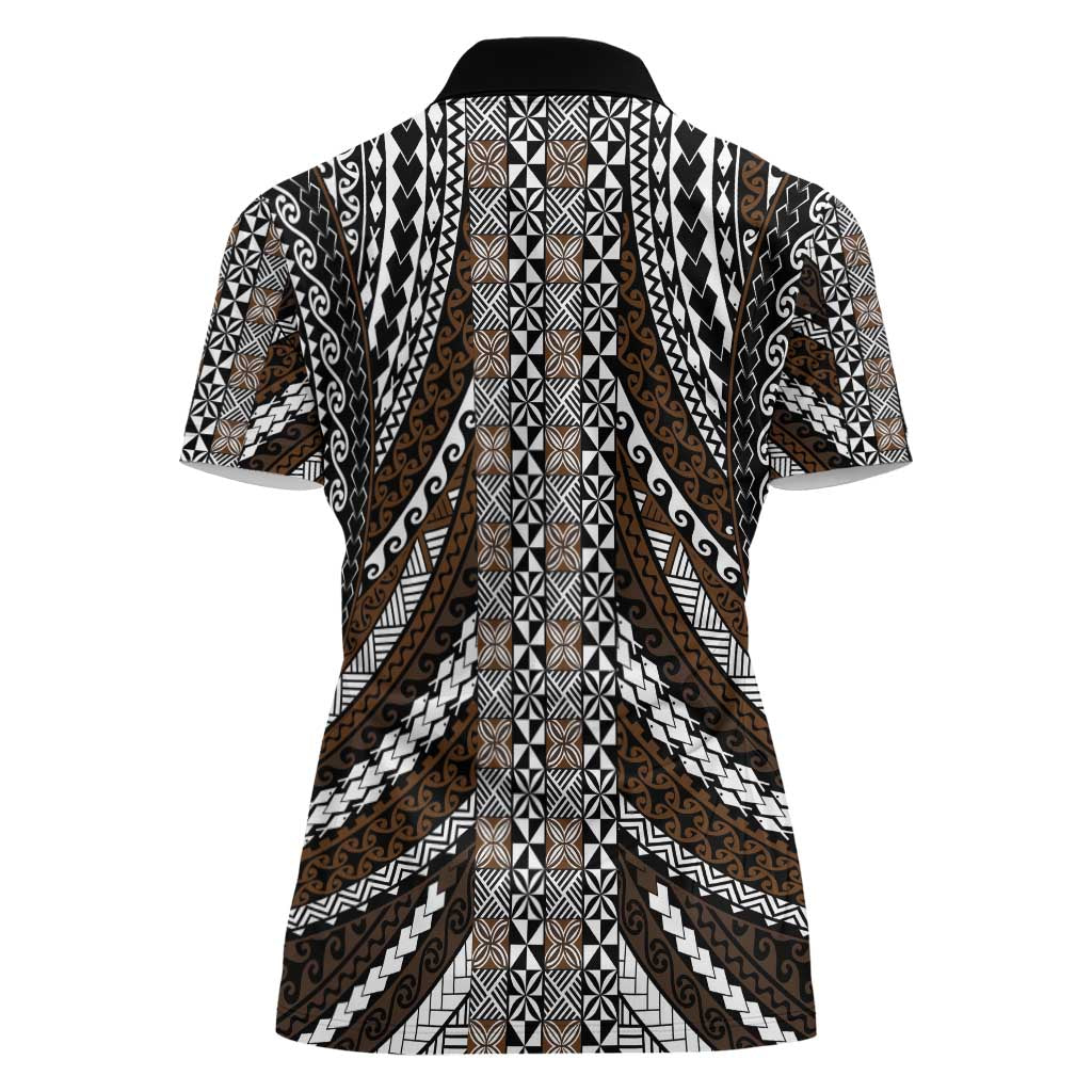 Brown Tongan Polynesian Tribal Women Polo Shirt - Polynesian Pride