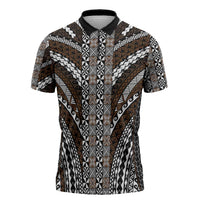 Brown Tongan Polynesian Tribal Zipper Polo Shirt LT9 Brown - Polynesian Pride