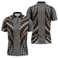 Brown Tongan Polynesian Tribal Zipper Polo Shirt LT9 - Polynesian Pride