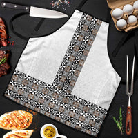 Light Gray Tongan Polynesian Tribal Apron LT9 White - Polynesian Pride