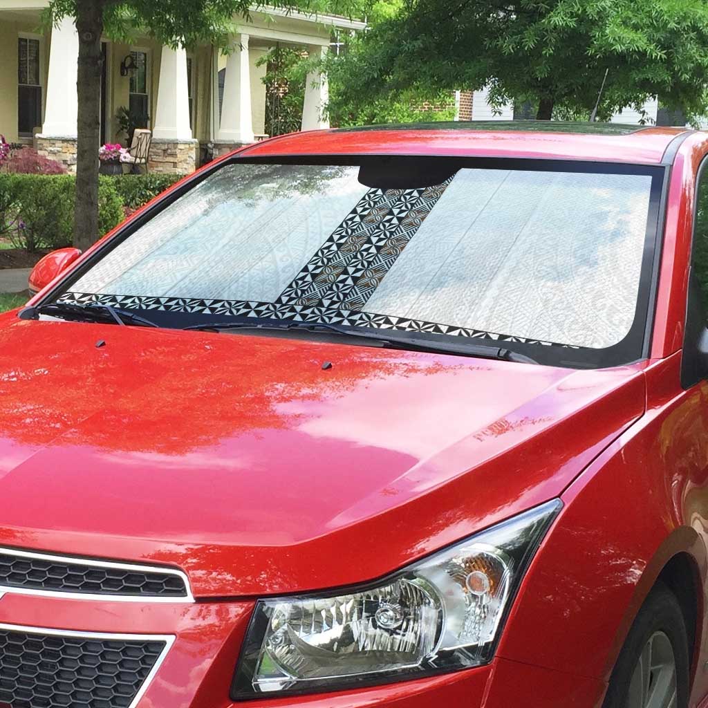 Light Gray Tongan Polynesian Tribal Auto Sun Shade - Polynesian Pride