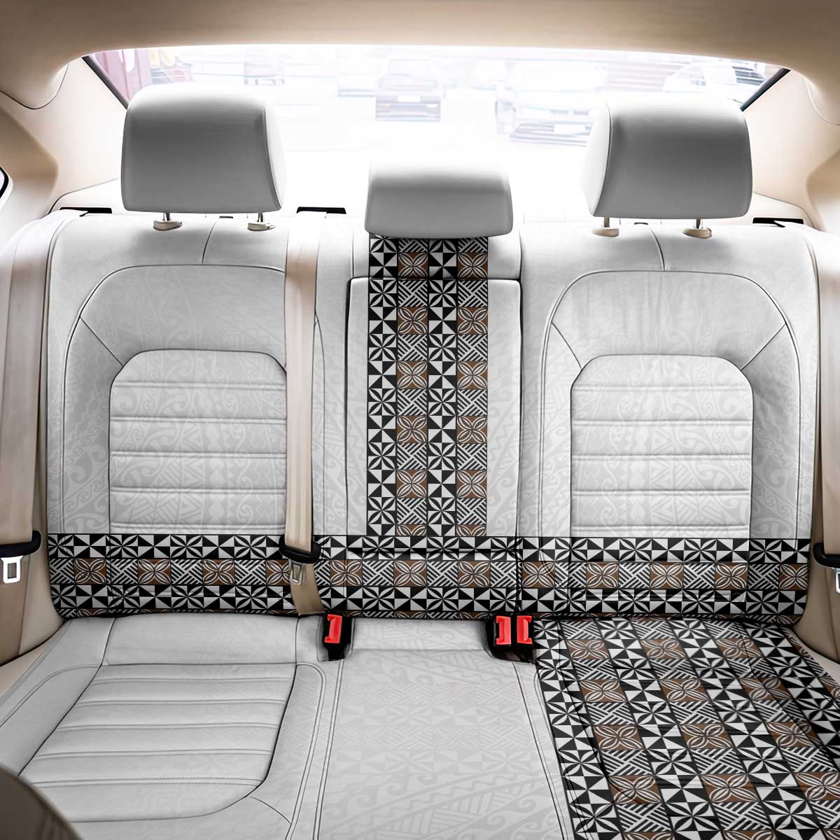 Light Gray Tongan Polynesian Tribal Back Car Seat Cover - Polynesian Pride