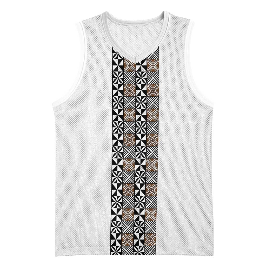 Light Gray Tongan Polynesian Tribal Basketball Jersey LT9 Unisex White - Polynesian Pride
