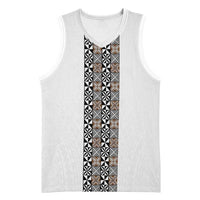 Light Gray Tongan Polynesian Tribal Basketball Jersey LT9 Unisex White - Polynesian Pride