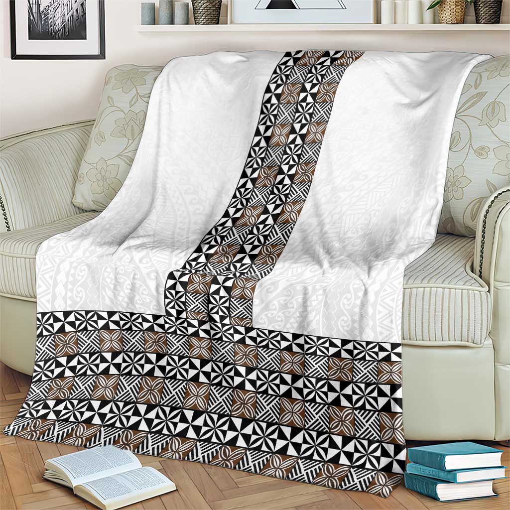 Light Gray Tongan Polynesian Tribal Blanket - Polynesian Pride