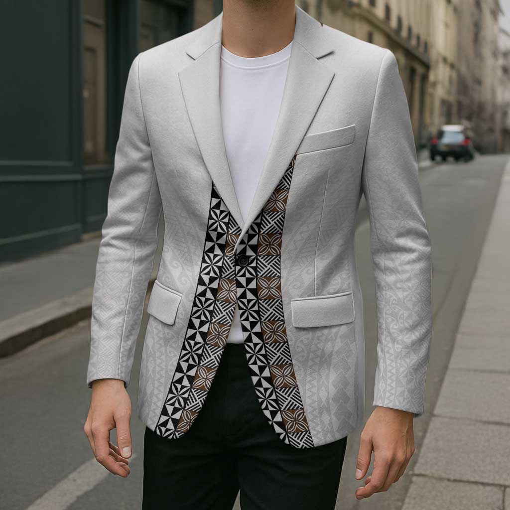 Light Gray Tongan Polynesian Tribal Blazer - Polynesian Pride