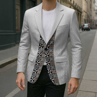 Light Gray Tongan Polynesian Tribal Blazer - Polynesian Pride