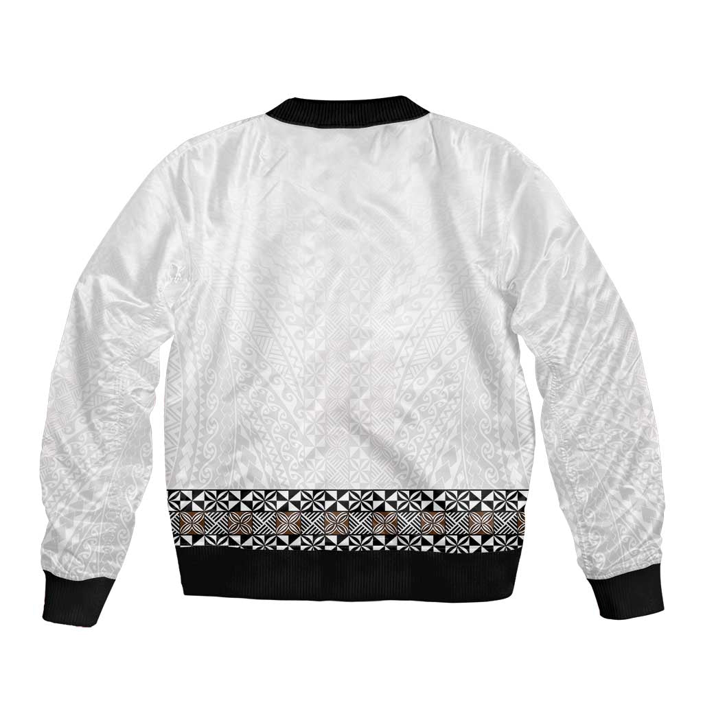 Light Gray Tongan Polynesian Tribal Bomber Jacket - Polynesian Pride