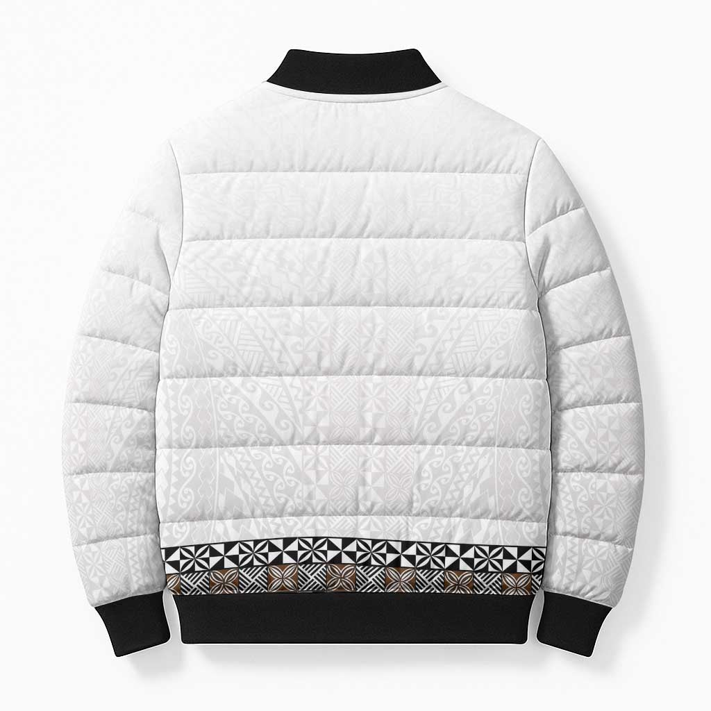 Light Gray Tongan Polynesian Tribal Bomber Puffer Jacket LT9 - Polynesian Pride