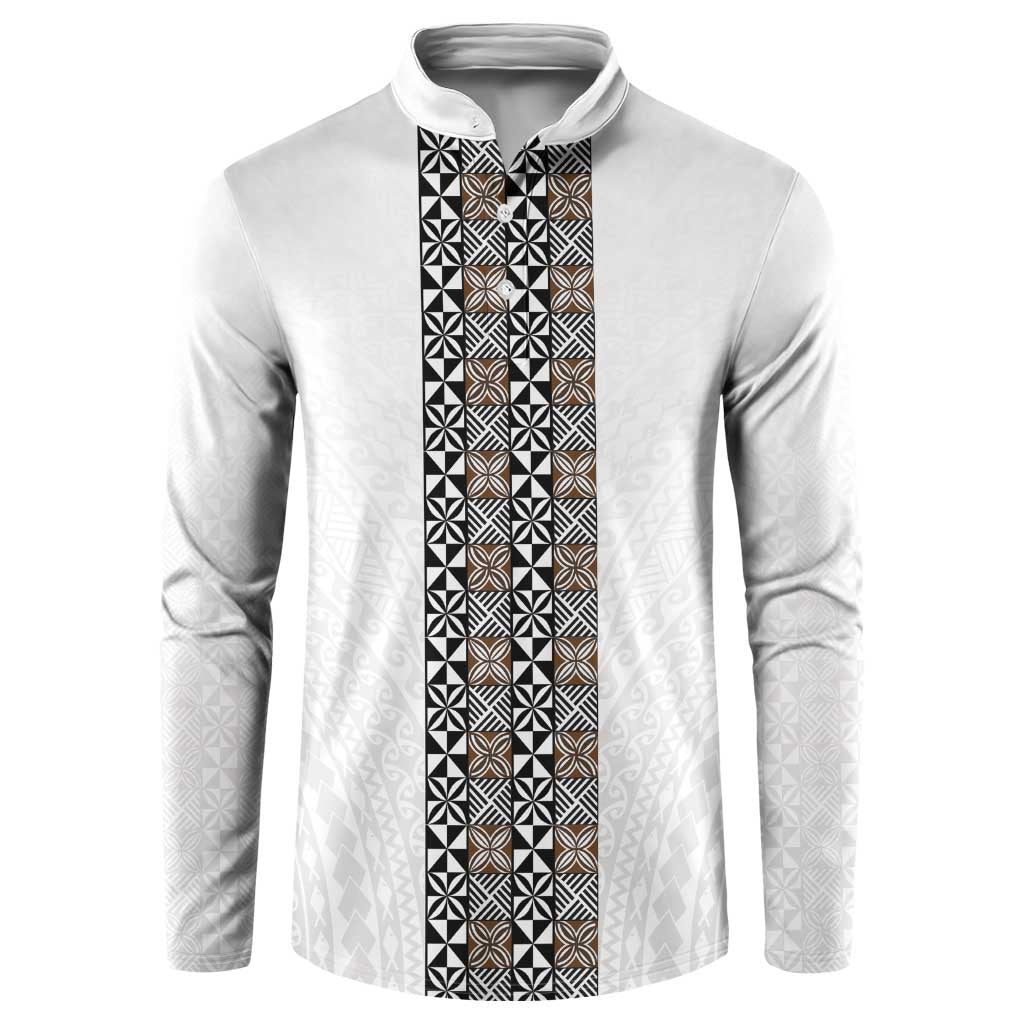 Light Gray Tongan Polynesian Tribal Button Sweatshirt LT9 White - Polynesian Pride