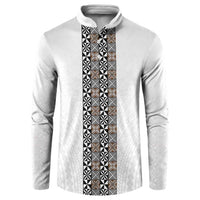Light Gray Tongan Polynesian Tribal Button Sweatshirt LT9 White - Polynesian Pride