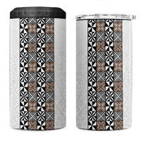 Light Gray Tongan Polynesian Tribal 4 in 1 Can Cooler Tumbler LT9 One Size: 16 oz White - Polynesian Pride