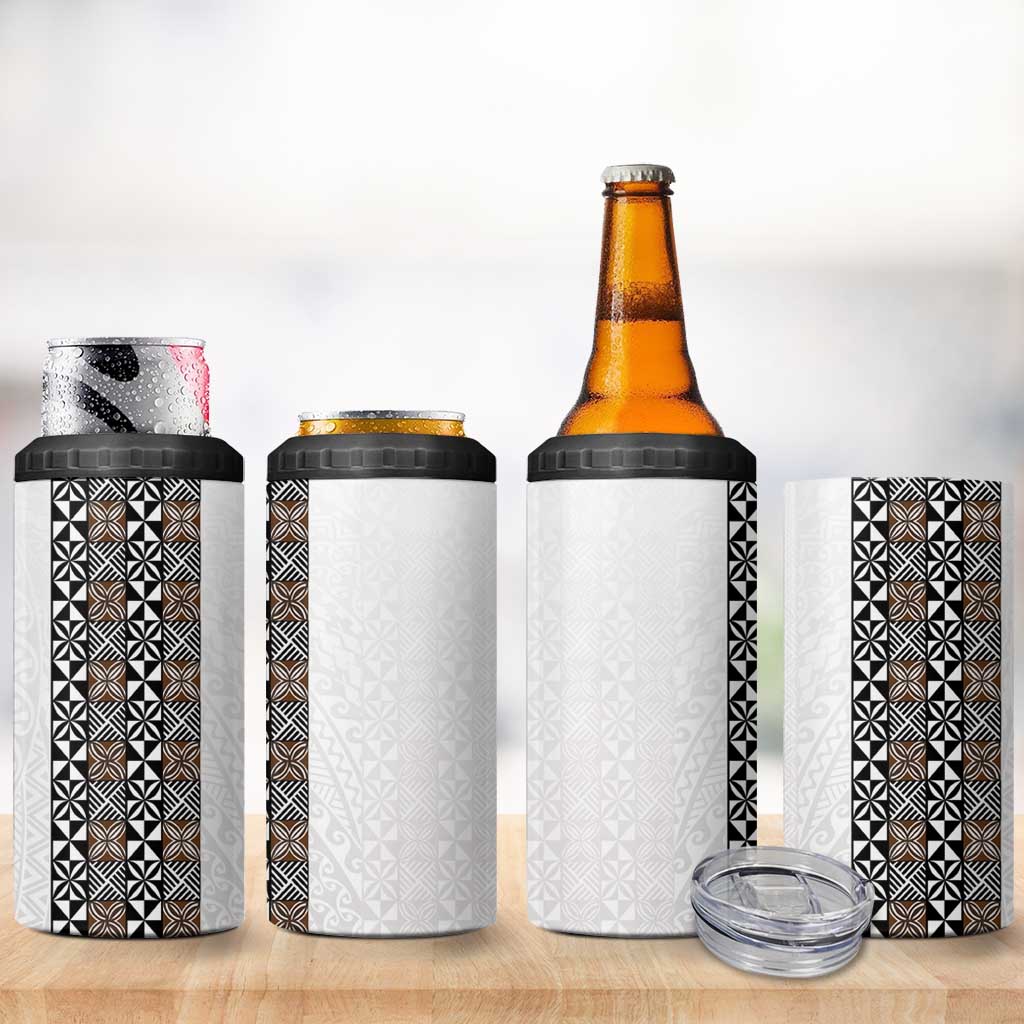 Light Gray Tongan Polynesian Tribal 4 in 1 Can Cooler Tumbler LT9 - Polynesian Pride