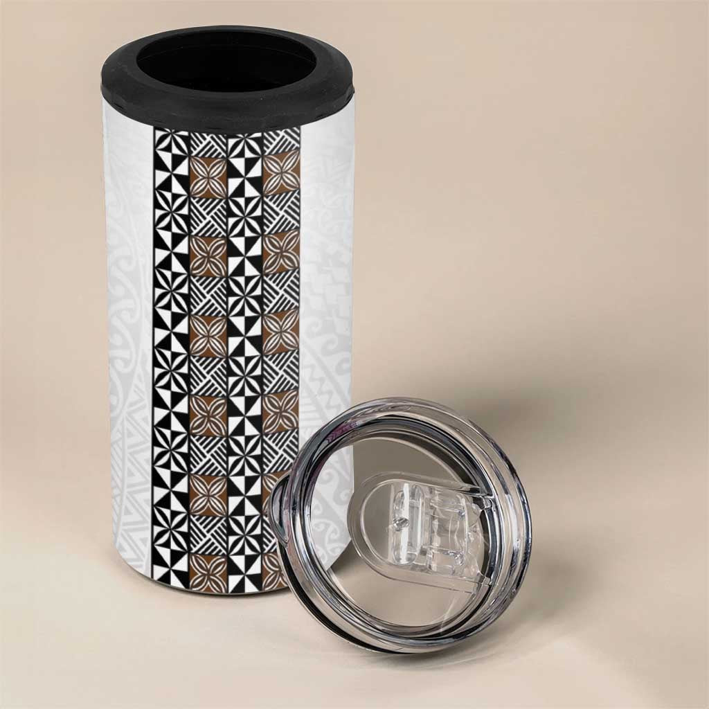 Light Gray Tongan Polynesian Tribal 4 in 1 Can Cooler Tumbler LT9 - Polynesian Pride