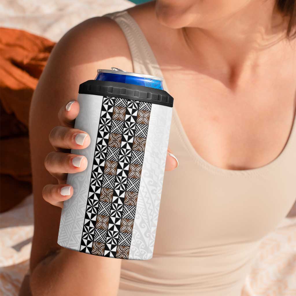 Light Gray Tongan Polynesian Tribal 4 in 1 Can Cooler Tumbler LT9 - Polynesian Pride